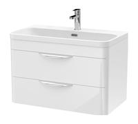 Balterley Wave 800mm Wall Hung 2 Drawer Vanity Unit with Thin-Edge Ceramic Basin - Gloss White