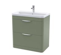 Floor Standing 2 Drawer Vanity Unit Polymarble Basin Green 800mm Balterley Green One Size
