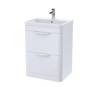 Balterley Floor Standing 2 Drawer Vanity Unit Basin Gloss White 600mm Balterley White