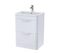 Floor Standing 2 Drawer Vanity Unit Polymarble Basin Gloss White 600mm Balterley White One Size