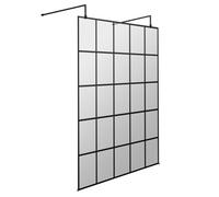 Balterley Werrington Contemporary Bathroom 8mm Framed Wetroom Screen With Arms And Feet, Matt Black, 1950 X 1400 X 14mm