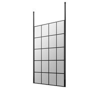 Balterley Werrington Contemporary Bathroom 8mm Profile Wetroom Screen With Ceiling Posts, Matt Black, 1950 X 1100 X 14mm