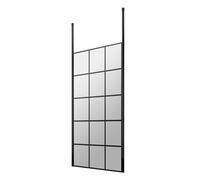 Balterley Werrington Contemporary Bathroom 8mm Profile Wetroom Screen With Ceiling Posts, Matt Black, 1950 X 900 X 14mm