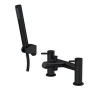 Balterley Wetley Modern Bathroom Bath Shower Mixer Tap With Shower Kit, Matt Black Finish, Deck Mounted, 228 mm