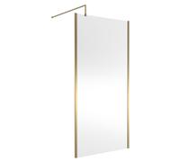 Balterley Wetroom Screen with Support Bar, 1000mm, Brushed Brass