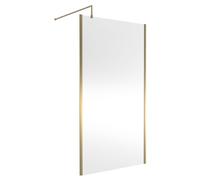 Balterley Wetroom Screen with Support Bar, 1100mm, Brushed Brass
