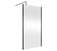Balterley Wetroom Screen with Support Bar, 1100mm, Matt Black