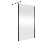 Balterley Wetroom Screen with Support Bar, 1200mm, Matt Black
