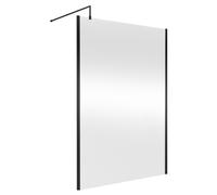 Balterley Wetroom Screen with Support Bar, 1400mm, Matt Black