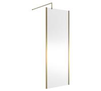 Balterley Wetroom Screen With Support Bar, 760mm, Brushed Brass
