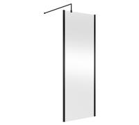 Balterley Wetroom Screen with Support Bar, 760mm, Matt Black