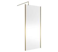 Balterley Wetroom Screen with Support Bar, 900mm, Brushed Brass