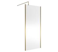 Balterley Wetroom Screen with Support Bar, 900mm, Brushed Brass