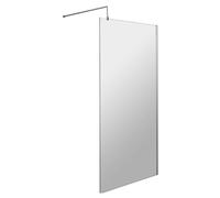 Balterley Wetroom Shower Screen with Support Bar, Glass Shower Screen for Wet Room and Bathroom, 8mm Toughened Safety Glass Screens, Reversible Wetroom Screens - 998 x 1850mm (Chrome)