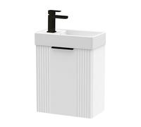 Balterley White 400mm Wall Hung Cloakroom Vanity Basin Unit With Black Handle Compact Bathroom Storage