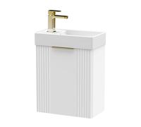 Balterley White 400mm Wall Hung Vanity Unit with Brushed Brass Handle Balterley White
