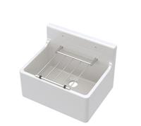 White Single Bowl Fireclay Cleaner Sink with Grill 515mm x 382mm x 393mm