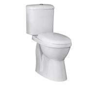 Balterley Close Coupled Toilet with Cistern & Soft Close Seat, Bathroom Toilet Cistern with Comfort Height Round Pan & Push Flush Button, WC Toilets for Bathrooms - 380mm x 650mm x 860mm (White)