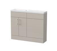 Balterley Wichnor Compact Floor Standing 2 Door Vanity Basin Wc Unit With Polymarble Basin, 1000mm, Pebble Grey