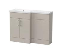 Balterley Wichnor Floor Standing 2 Door Vanity Basin Wc Unit With Polymarble Basin, 1100mm, Left Hand, Pebble Grey