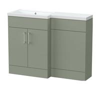 Balterley Wichnor Floor Standing 2 Door Vanity Basin Wc Unit With Polymarble Basin, 1100mm, Left Hand, Fern Green
