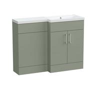 Balterley Wichnor Floor Standing 2 Door Vanity Basin Wc Unit With Polymarble Basin, 1100mm, Right Hand, Fern Green