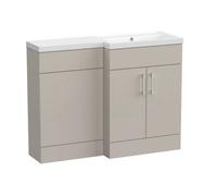 Balterley Wichnor Floor Standing 2 Door Vanity Basin Wc Unit With Polymarble Basin, 1100mm, Right Hand, Pebble Grey