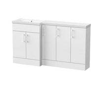 Balterley Wichnor Floor Standing 5 Door Vanity Basin Combination Unit With Polymarble Basin, 1500mm, Left Hand, Matt White