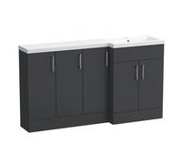 Balterley Wichnor Floor Standing 5 Door Vanity Basin Combination Unit With Polymarble Basin, 1500mm, Right Hand, Dark Grey