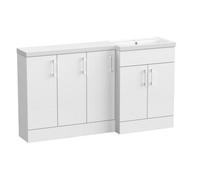 Balterley Wichnor Floor Standing 5 Door Vanity Basin Combination Unit With Polymarble Basin, 1500mm, Right Hand, Matt White