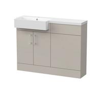 Balterley Wichnor Floor Standing Compact 2 Door Vanity Basin Wc Unit With Polymarble Basin, 1100mm, Left Hand, Pebble Grey