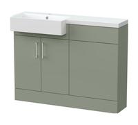 Balterley Wichnor Floor Standing Compact 2 Door Vanity Basin Wc Unit With Polymarble Basin, 1100mm, Left Hand, Fern Green
