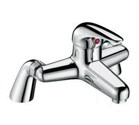 Balterley Bath Filler Tap, Deck Mounted Bathroom Tap Mixer Filler with Single Lever Handle, Angled Round Body Bathroom Taps, Flat Rounded Spout Waterfall Bath Mixer Taps - 190 x 140 x 192 mm (Chrome)