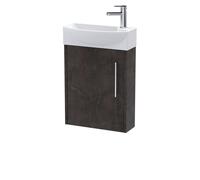 Balterley Winshill 1 Door Left-Hand Wall Hung Cloakroom Vanity Basin Unit, 440mm in Grey Balterley Grey