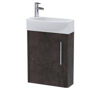 Winshill Contemporary 1 Door Right-Hand Wall Hung Cloakroom Vanity Unit with Basin, Metallic Slate, 440mm