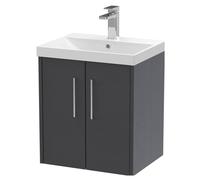 Balterley Winshill 2 Door Unit with Thin Edge Basin, Woodgrain Dark Grey, 500mm in Grey Balterley Grey
