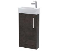 Winshill Contemporary 1 Door Left-Hand Floor Standing Cloakroom Vanity Unit with Basin, Metallic Slate, 440mm