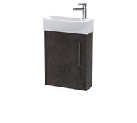 Winshill Contemporary 1 Door Left-Hand Wall Hung Cloakroom Vanity Unit with Basin, Metallic Slate, 440mm