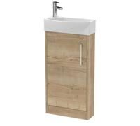 Balterley Winshill Contemporary 1 Door Right-Hand Floor Standing Cloakroom Vanity Unit With Basin, Light Oak, 440mm