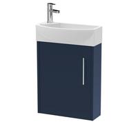 Balterley Winshill Contemporary 1 Door Right-Hand Wall Hung Cloakroom Vanity Unit With Basin, Dark Blue, 440mm
