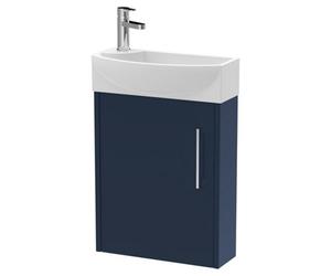 Balterley Winshill Contemporary 1 Door Right-Hand Wall Hung Cloakroom Vanity Unit With Basin, Dark Blue, 440mm