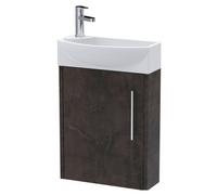 Balterley Winshill Contemporary 1 Door Right-Hand Wall Hung Cloakroom Vanity Unit With Basin, Metallic Slate, 440mm