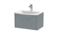 Winshill Contemporary 1 Drawer Wall Hung Vanity Unit with Curved Basin, Grey, 600mm