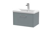 Winshill Contemporary 1 Drawer Wall Hung Vanity Unit with Mid-Edge Basin, Grey, 600mm