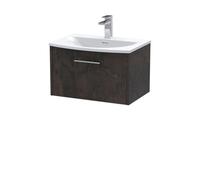 Balterley Winshill Contemporary 1 Drawer Wall Hung Vanity Unit With Curved Basin, Metallic Slate, 600mm