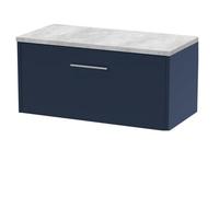 Balterley Winshill Contemporary 1 Drawer Wall Hung Vanity Unit With Laminate Worktop, Dark Blue, 800mm