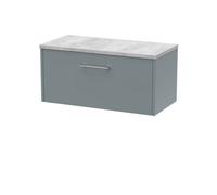 Balterley Winshill Contemporary 1 Drawer Wall Hung Vanity Unit With Laminate Worktop, Grey, 800mm