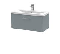 Balterley Winshill Contemporary 1 Drawer Wall Hung Vanity Unit With Mid-Edge Basin, Grey, 800mm