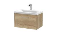 Balterley Winshill Contemporary 1 Drawer Wall Hung Vanity Unit With Mid-Edge Basin, Light Oak, 600mm