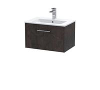 Balterley Winshill Contemporary 1 Drawer Wall Hung Vanity Unit With Minimalist Basin, Metallic Slate, 600mm